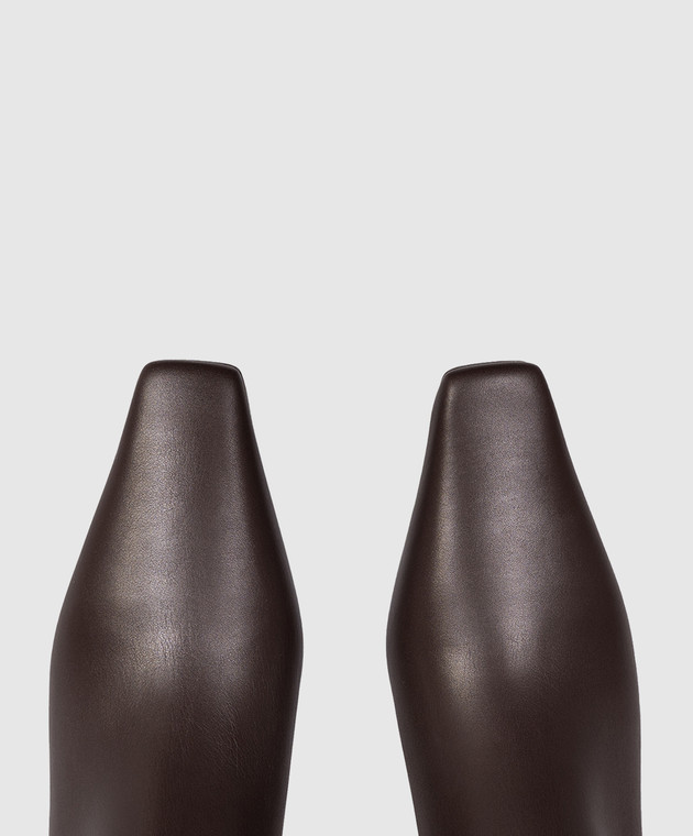 Brunello Cucinelli Коричневые кожаные ботильоны с цепочкой мониль MZSKC3356P изображение 4