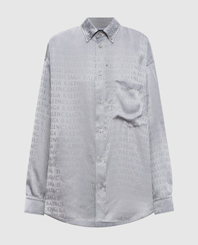 Balenciaga Сіра блуза в принт логотипа 850978TTO54