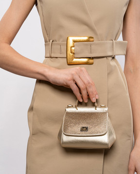 Dolce&Gabbana Детская золотистая кожаная сумка Sicily с кристаллами EB0003A3G25