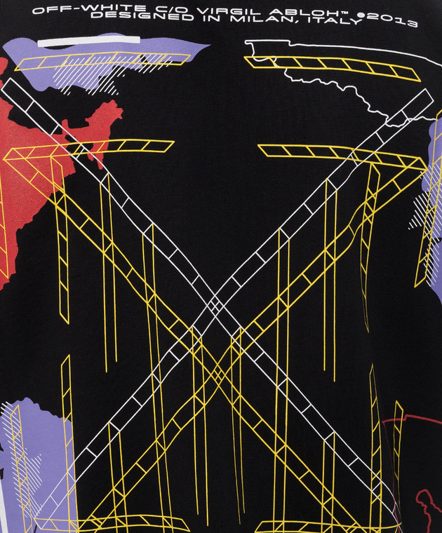 Off-White Черная футболка с принтом Off 44MAA120F26J008 изображение 5