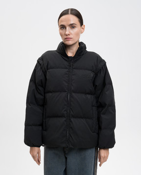 Maison Margiela MM6 Чорний стьобаний пуховик зі знімними рукавами S62AN0159M35609