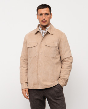 Pini Parma Бежева замшева куртка з утепленням SHIJKTSUETAU