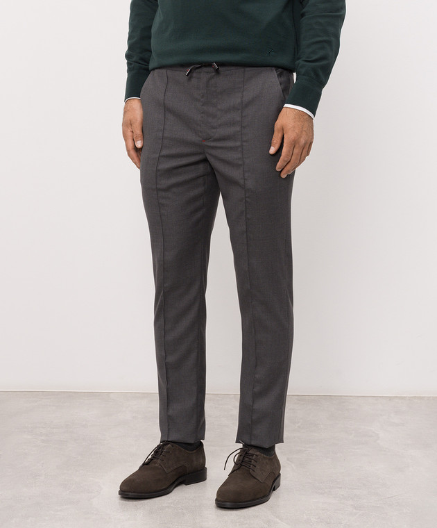 ISAIA Серые брюки из шерсти PNC053P9010 изображение 3