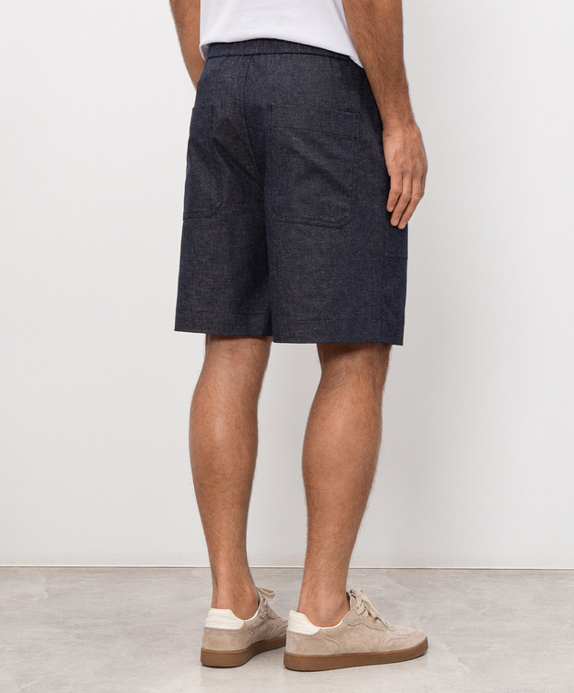 CAPOBIANCO Сині шорти з льоном 20M850TP00 зображення 4