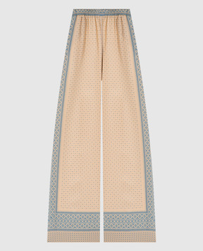 Ermanno Scervino Бежеві штани із шовку в принт D482P756YLT