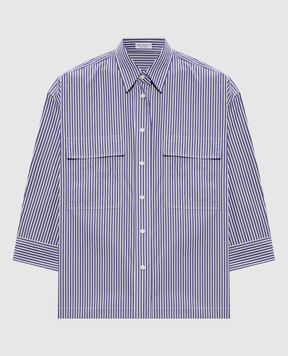 Brunello Cucinelli Синяя рубашка в полоску MH740MP406