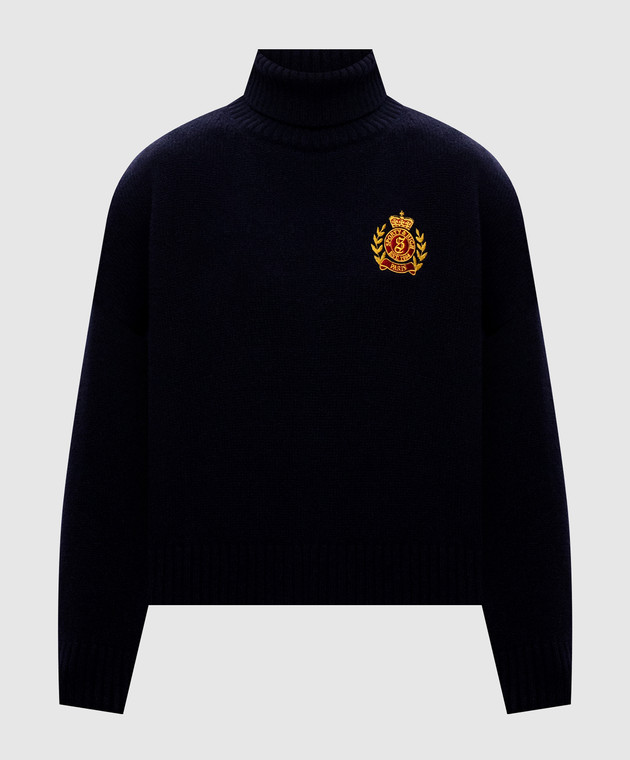 Sporty & Rich Темно-синий свитер NY Crest из шерсти WS06485243BL106