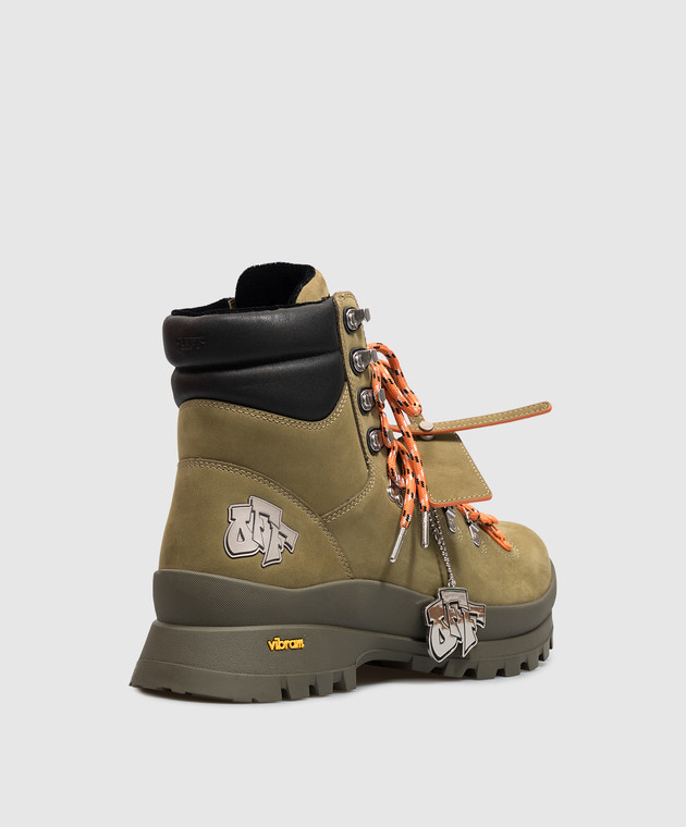 Off-White Черевики Hiking з нубука кольору хакі OF05929320 зображення 3