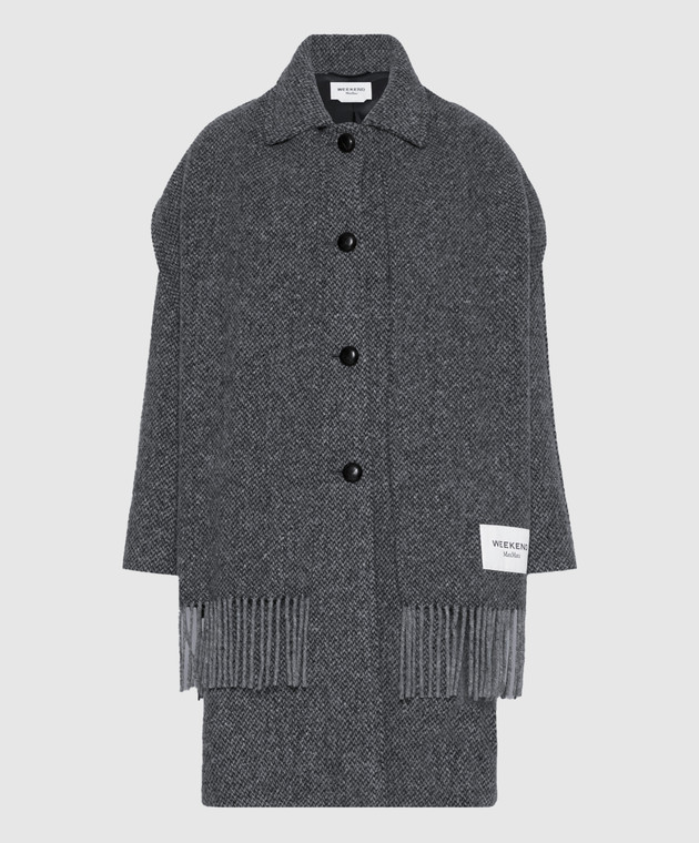 Max Mara Weekend Сіре пальто LATINO з вовни з шарфом WKDLATINO