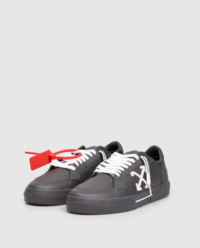 Off-White Серые кожаные кеды Vulc Low OMIA293F25LEA001