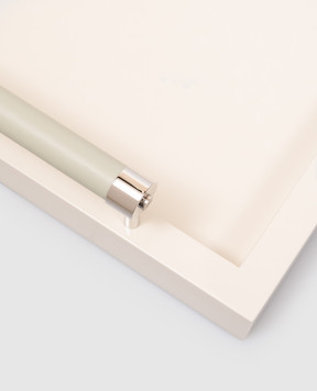 Giobagnara Бежевий лакований піднос зі шкірою VPLPIVORYCHROMERV109RV109