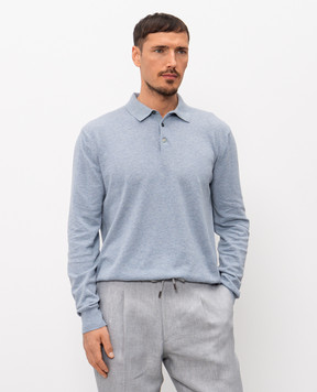 Pini Parma Голубое поло из хлопка POLOLUNGAZZ