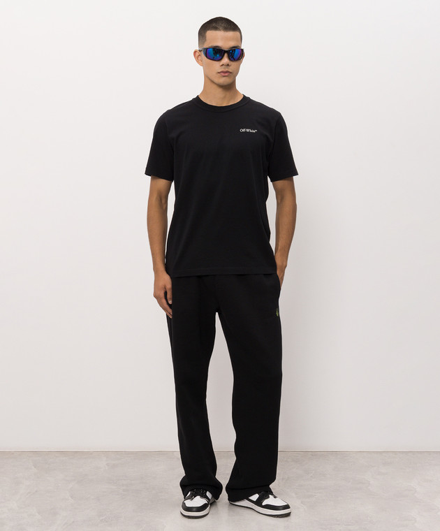 Off-White Черная футболка с принтом логотипа 44MAA16MF26J00M изображение 2