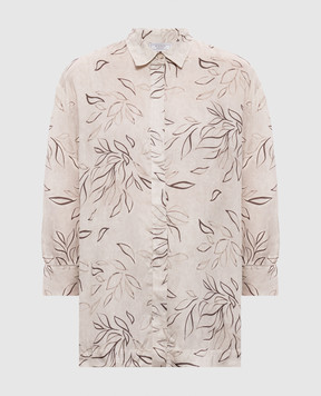 Peserico Бежева блуза в принт A0640104742