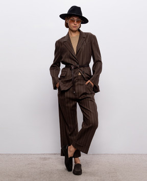 Brunello Cucinelli Коричневый жакет из шерсти в полоску MG5547438P