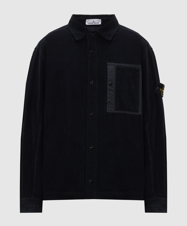 Stone Island Голубая вельветовая рубашка с патчем логотипа L2S151200016S0212