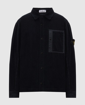 Stone Island Голубая вельветовая рубашка с патчем логотипа L2S151200016S0212