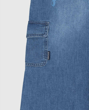 Palm Angels Дитячі сині джинси-карго з принтом логотипа PBYB008S26DEN001