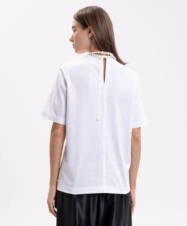 Carven Біла футболка з намистом 6262K21217 зображення 4