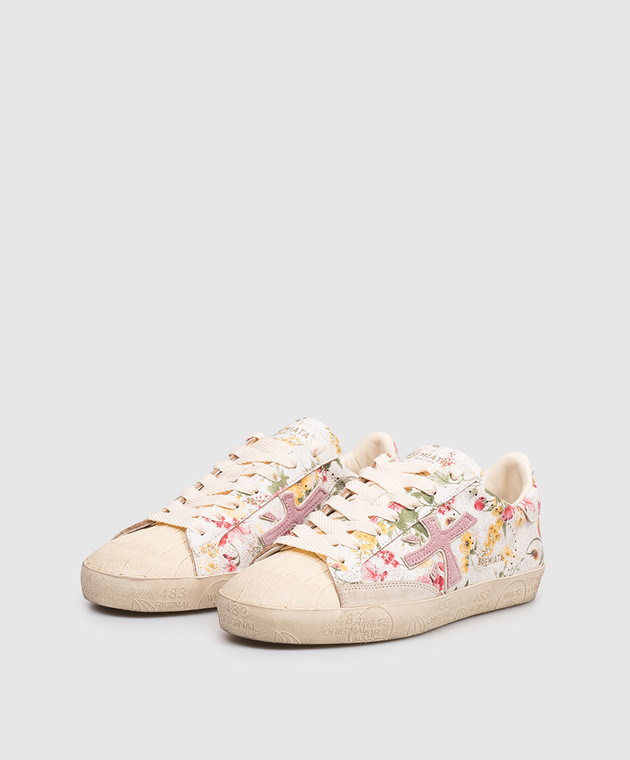 Premiata Білі шкіряні кеди Stevend в принт STEVEND8056 зображення 2