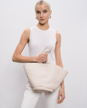 Dragon Розовая кожаная плетеная сумка-тоут Egola DGS68026