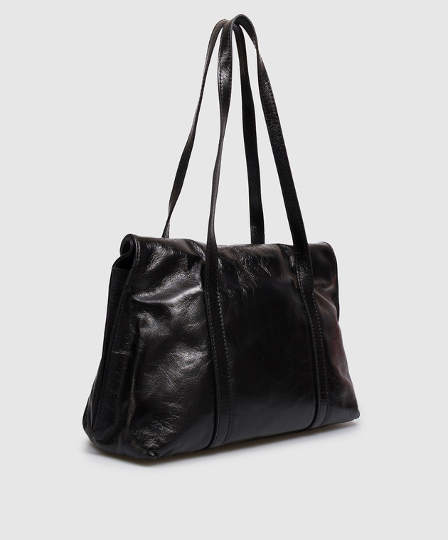 Gianni Chiarini Чорна шкіряна глянцева сумка-тоут Marghe BS11981RALPHCM зображення 3