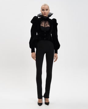 Alexander McQueen Чорний оксамитовий жакет з вирізом 849830QFABM