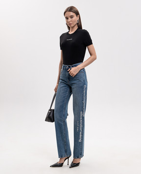 Alexander Wang Черная укороченная футболка с кристаллами 1KC3261083
