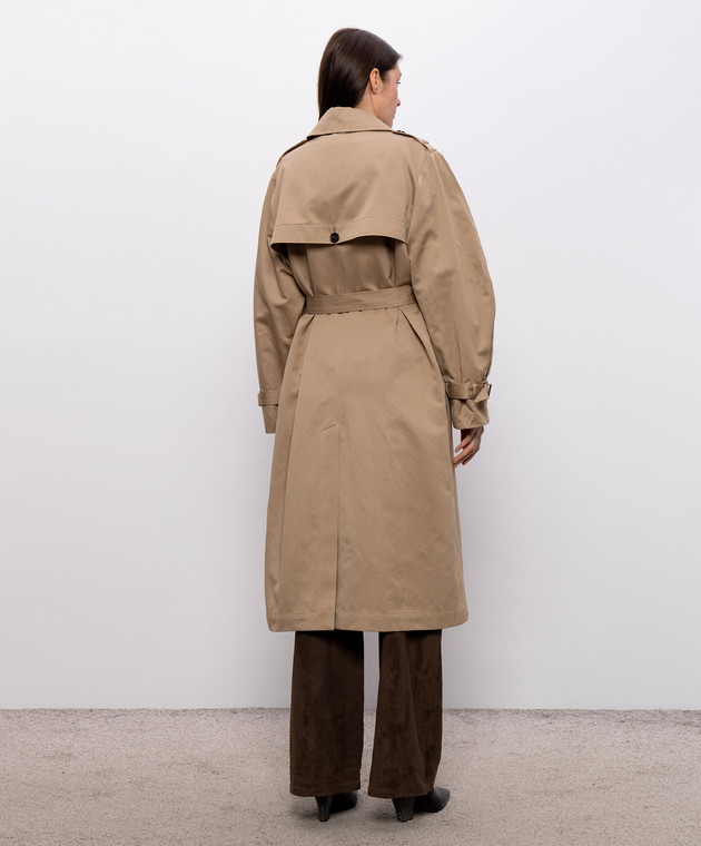 Brunello Cucinelli Бежевый тренч с льном ML5979963P изображение 4