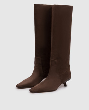 Brunello Cucinelli Коричневі замшеві чоботи з ланцюжком моніль MZSFC3353P