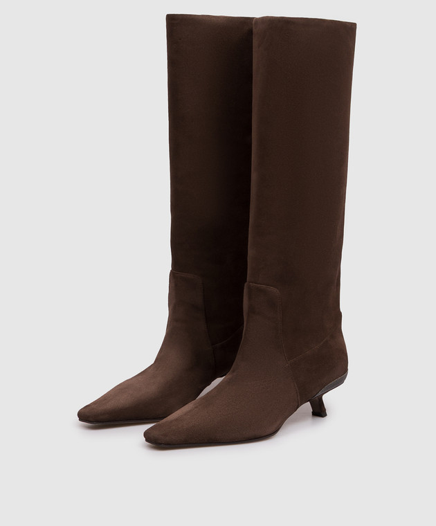 Brunello Cucinelli Коричневі замшеві чоботи з ланцюжком моніль MZSFC3353P зображення 2