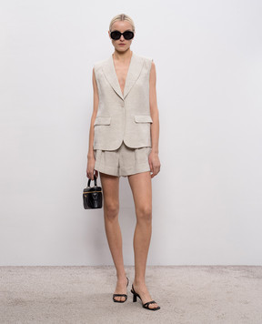 Twinset Сірі шорти з льону з люрексом 261TT2523