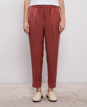 Peserico Червоні штани з льоном з ланцюжком моніль A0407201926