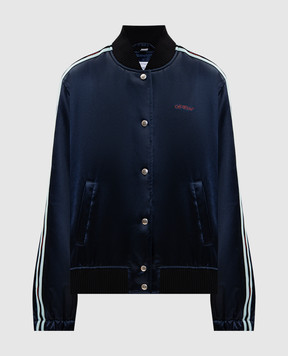Off-White Синий бомбер с брендированной тесьмой 2EK00OS26FAB001