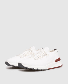 Brunello Cucinelli Білі кросівки з бавовни з фактурним логотипом MZUPMBO252