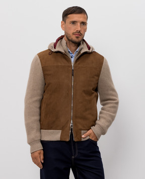 Brunello Cucinelli Коричневая комбинированная куртка MPCLF2053