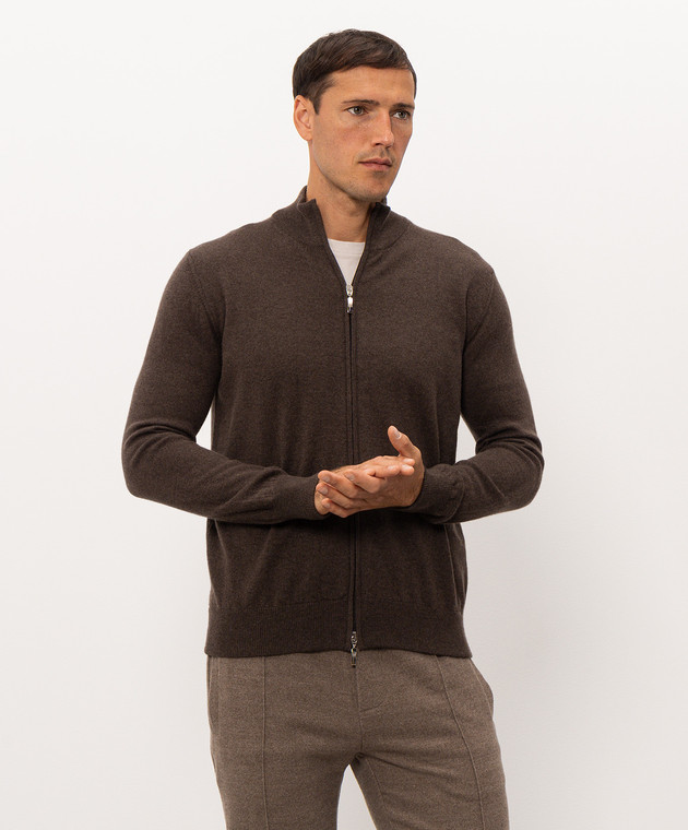 Doriani Cashmere Темно-коричневый кардиган из кашемира 1203010 изображение 3