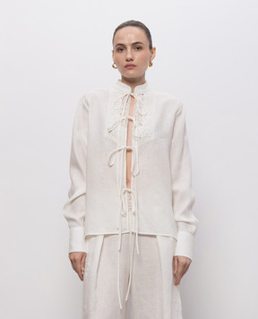 Ermanno Scervino Life Блуза цвета айвори из льна D484K612GQII