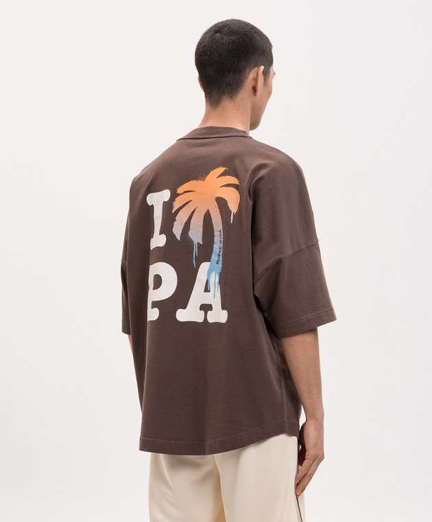 Palm Angels Коричневая футболка I Love PA PMAA10BS26JER003 изображение 4