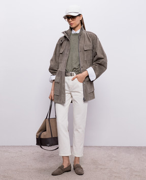 Brunello Cucinelli Зеленая футболка с кашемиром и шелком с люрексом M41810000