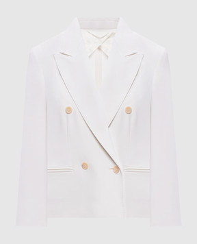 Max Mara Белый двубортный жакет DORICO из шерсти MXMDORICO