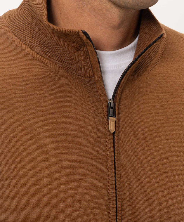 Canali Кардиган коричневого кольору з вовни MK01149C0022 зображення 5