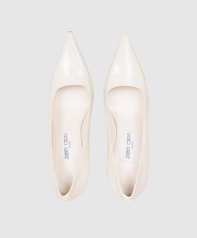Jimmy Choo Кожаные лакированные туфли Ixia цвета айвори IXIA95PAT изображение 4