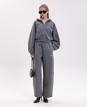 Alexander Wang Серая утепленная спортивная куртка с фактурным логотипом 1CC4262799