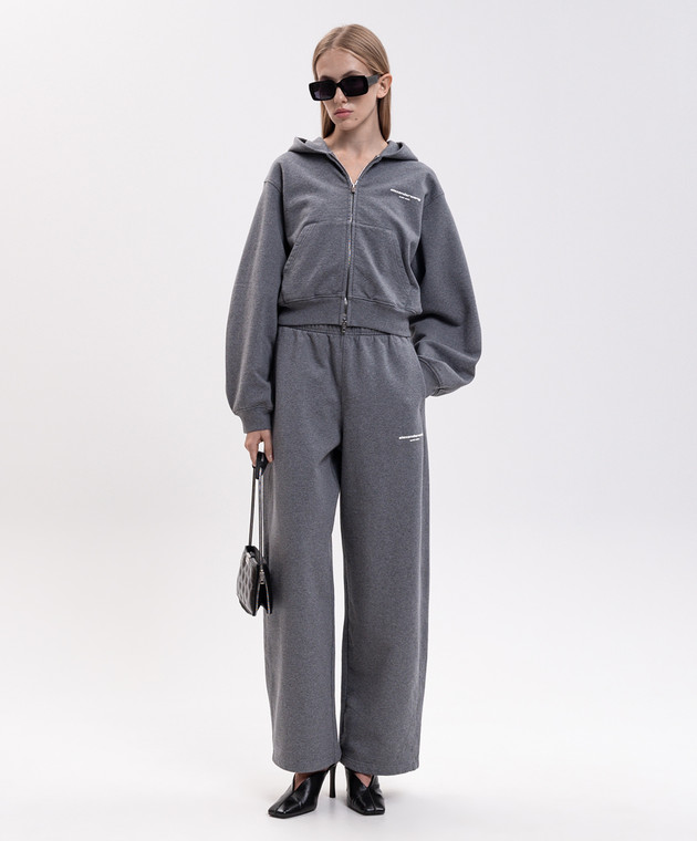 Alexander Wang Серая утепленная спортивная куртка с фактурным логотипом 1CC4262799 изображение 2