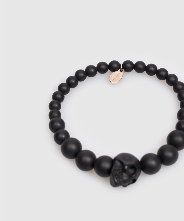 Alexander McQueen Черный эластичный браслет Skull 858374J68AA изображение 3