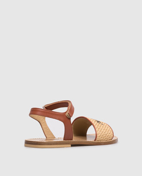 DSQUARED2 Дитячі коричневі комбіновані босоніжки з рафією 827082835