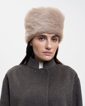 Agnona Бежевая шапка с мехом овчины AK1004XU8096