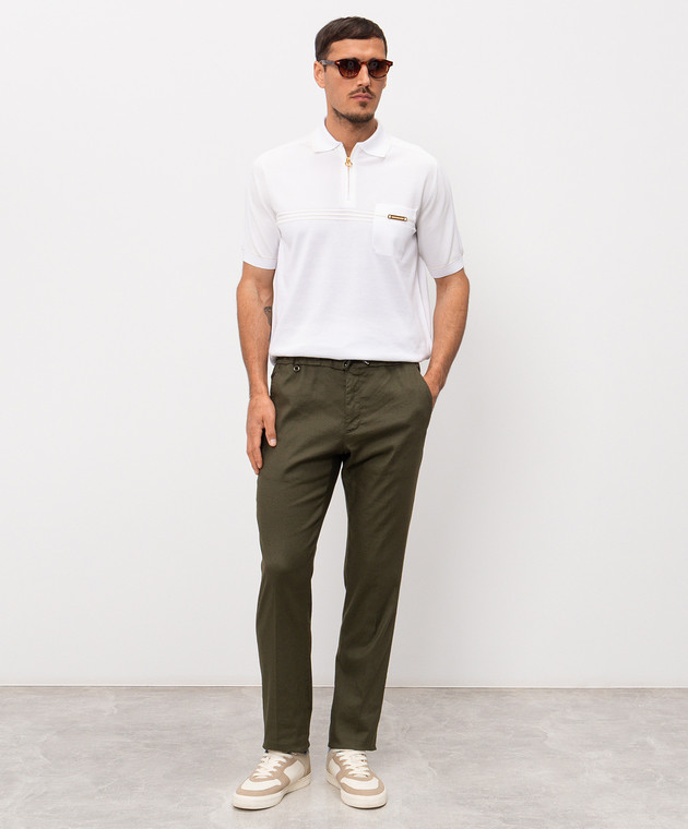 Stefano Ricci Брюки с леном цвета хаки M1T610005BLCTL1U изображение 2