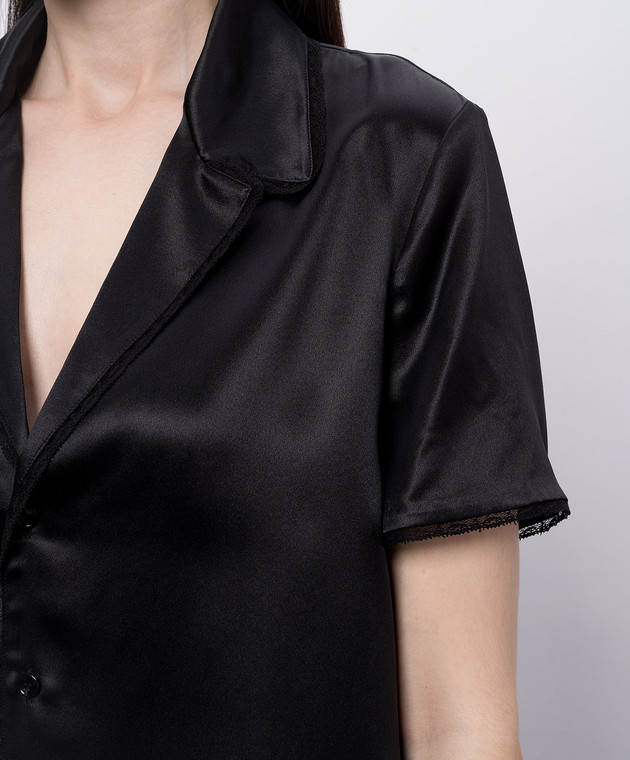 Saint Laurent Чорна блуза із шовку 861081Y7G27 зображення 5